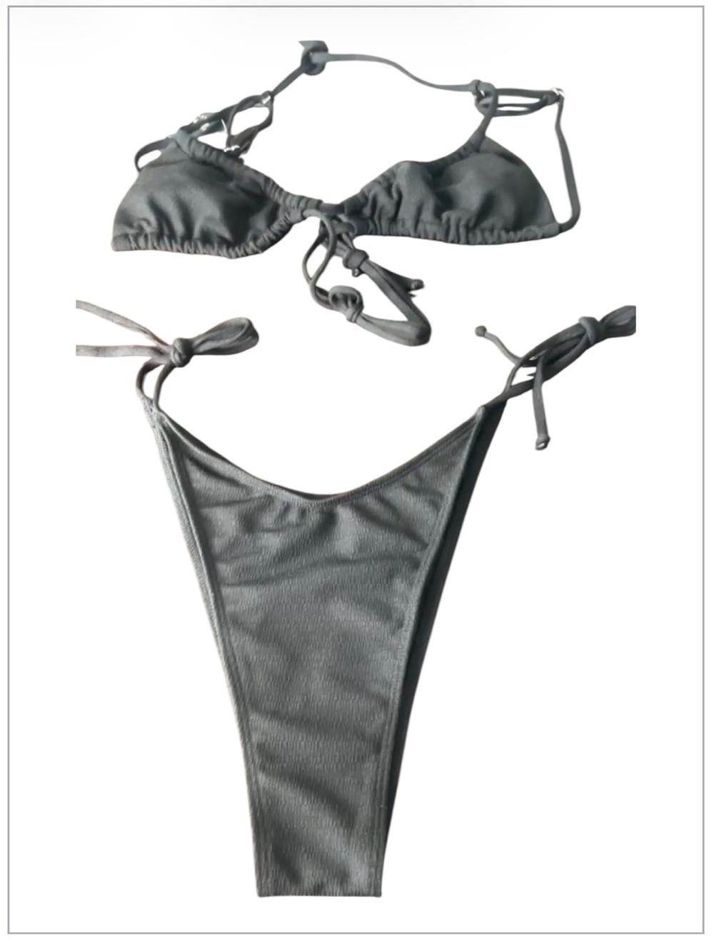 Zaful High Cut Strappy Black Triangle Bikini Side Tie Size S